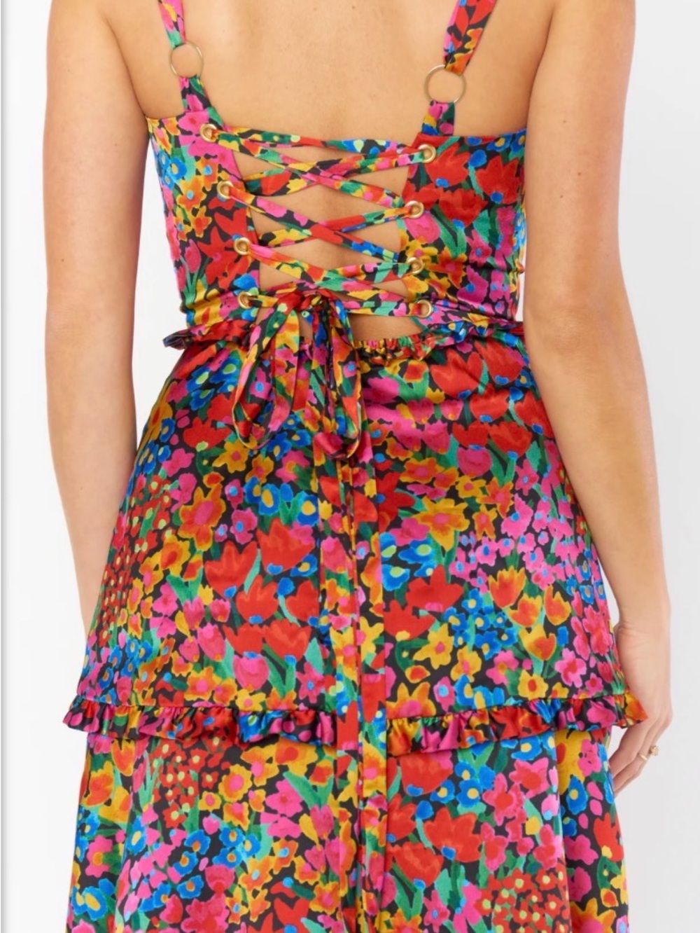 Show Me Your MuMu Floral Maxi Corset Dress in Pink Blue Orange Green - Picture 2 of 4